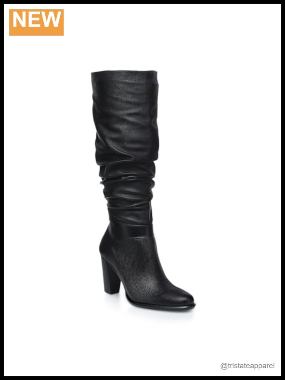 Genuine Deer Leather Slouch Knee High Boots Block Heel